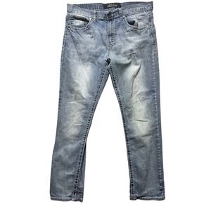 True Luck Mens Jeans 34x32 Light Wash Straight Fit Distressed Denim Pants Rodeo‎